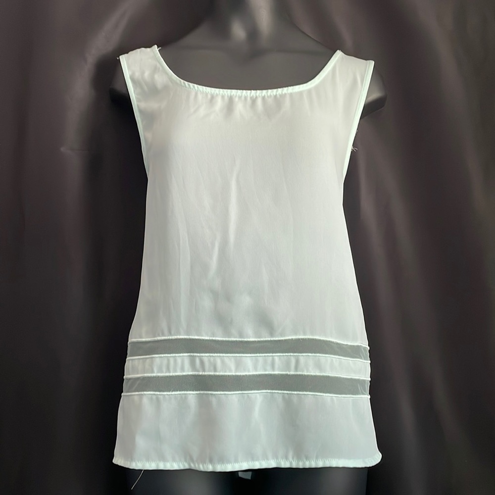 TWIK mint green cami sheer fabric 2 lace line details wrap around btm Sz M